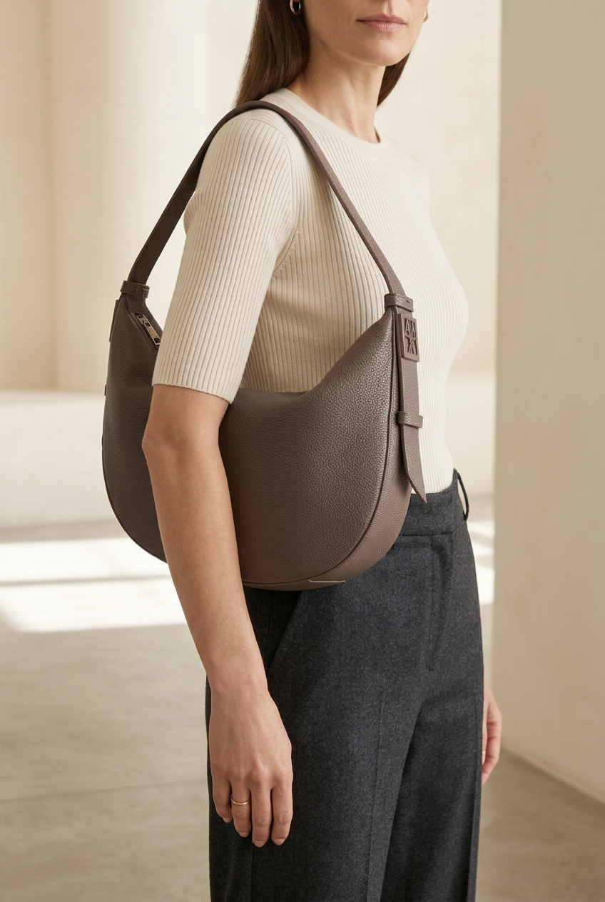 Borsa più piccola con modella dal viso parzialmente inquadrato